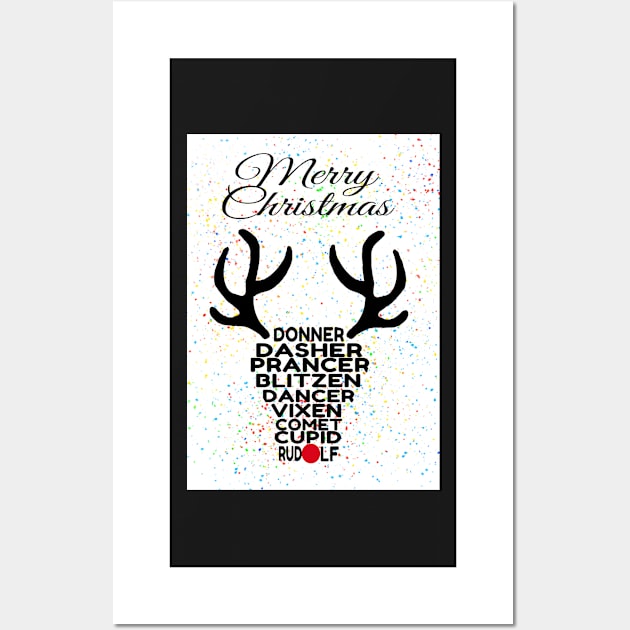 Santas Reindeer Merry Christmas Wall Art by DesignsBySaxton